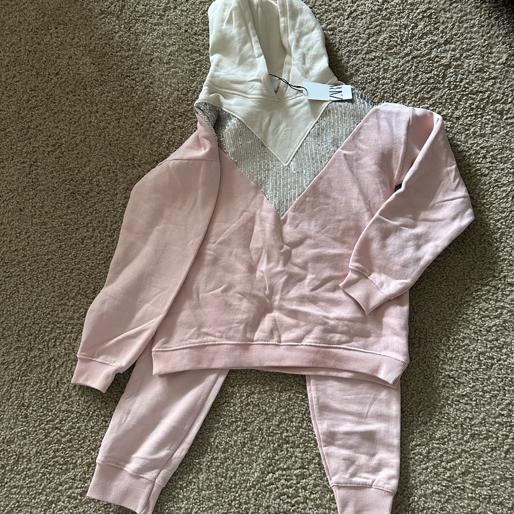 Zara Pink and White Kids Tracksuit
